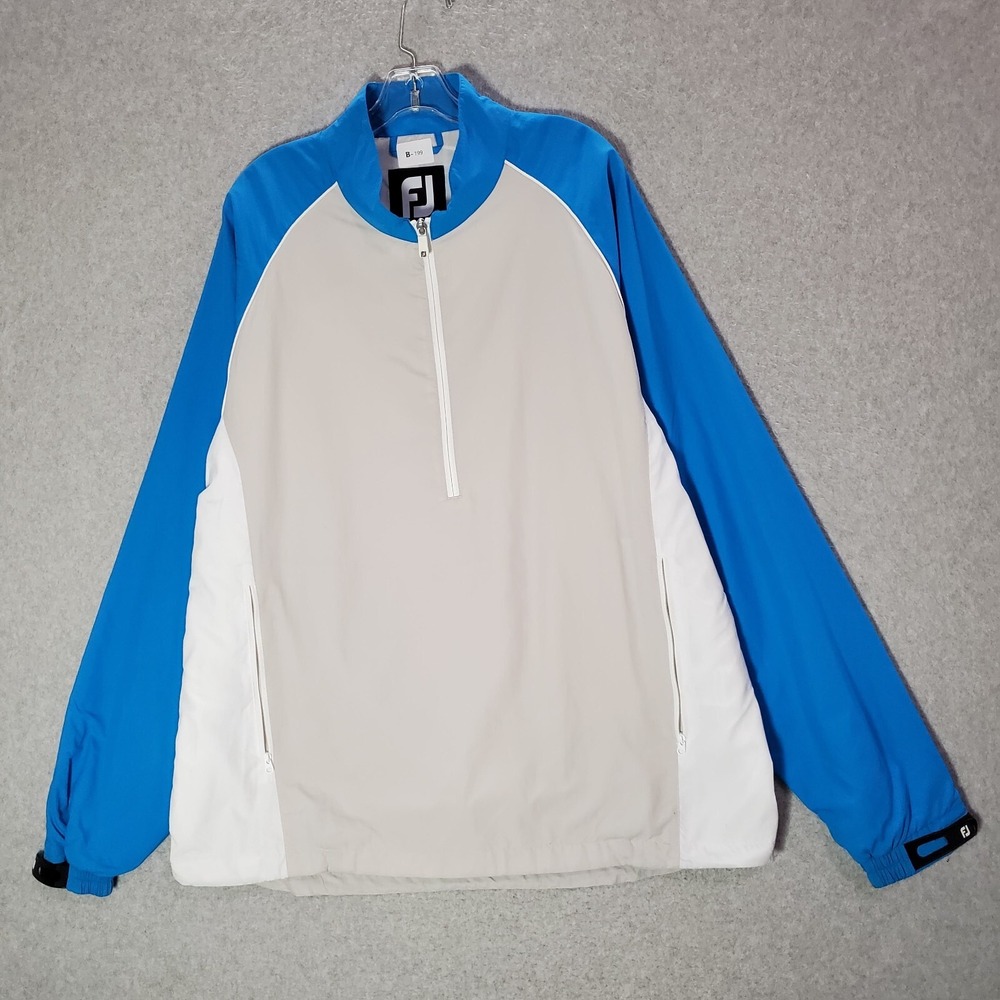 FootJoy Men Jacket XL Blue Colorblock‎ Windbreaker 1/2 Zip Mock Neck Pullover